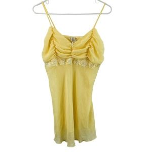 Vintage Womens L‎ L.A. Intimates Babydoll Lingerie Set Sheer Yellow Top Bottom
